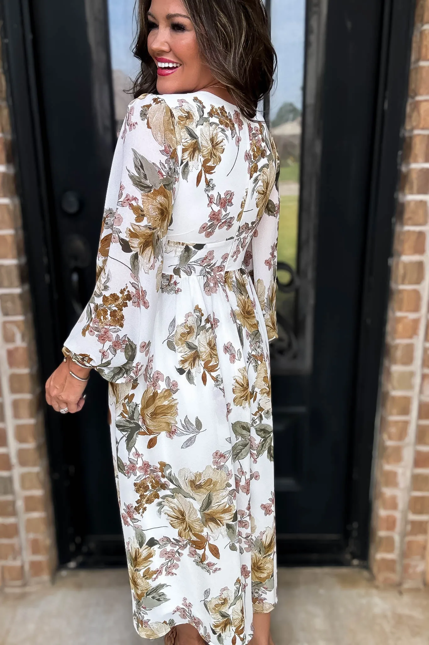 Ivory Chiffon Long sleeve Maxi Dress