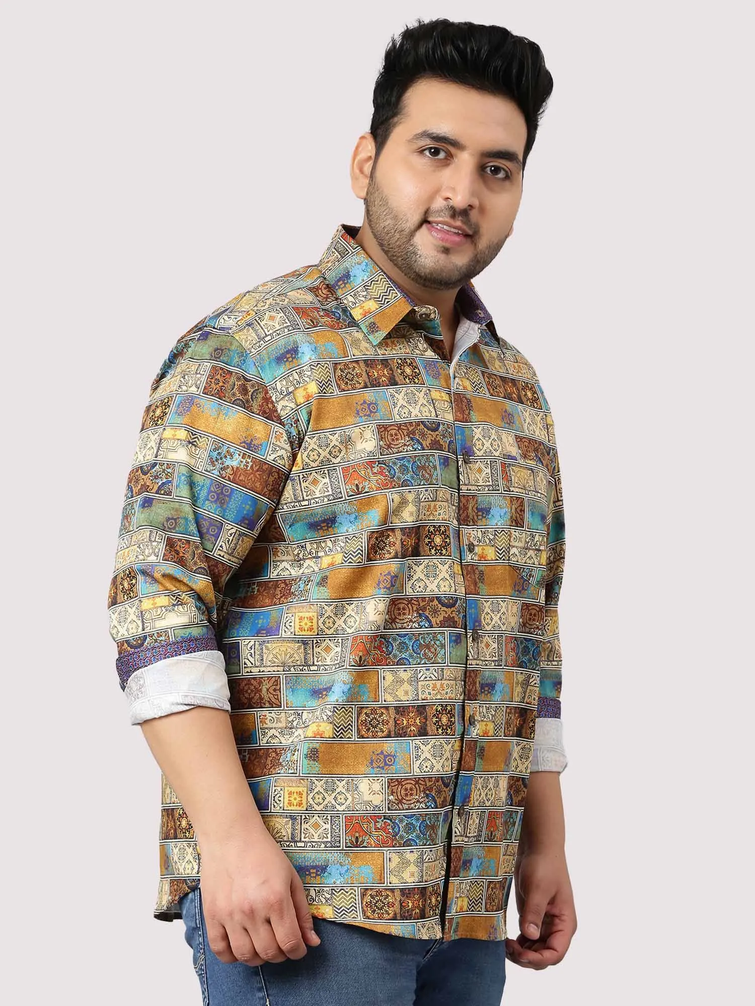 King Mens Printed Casual Shirt Men's Plus Size