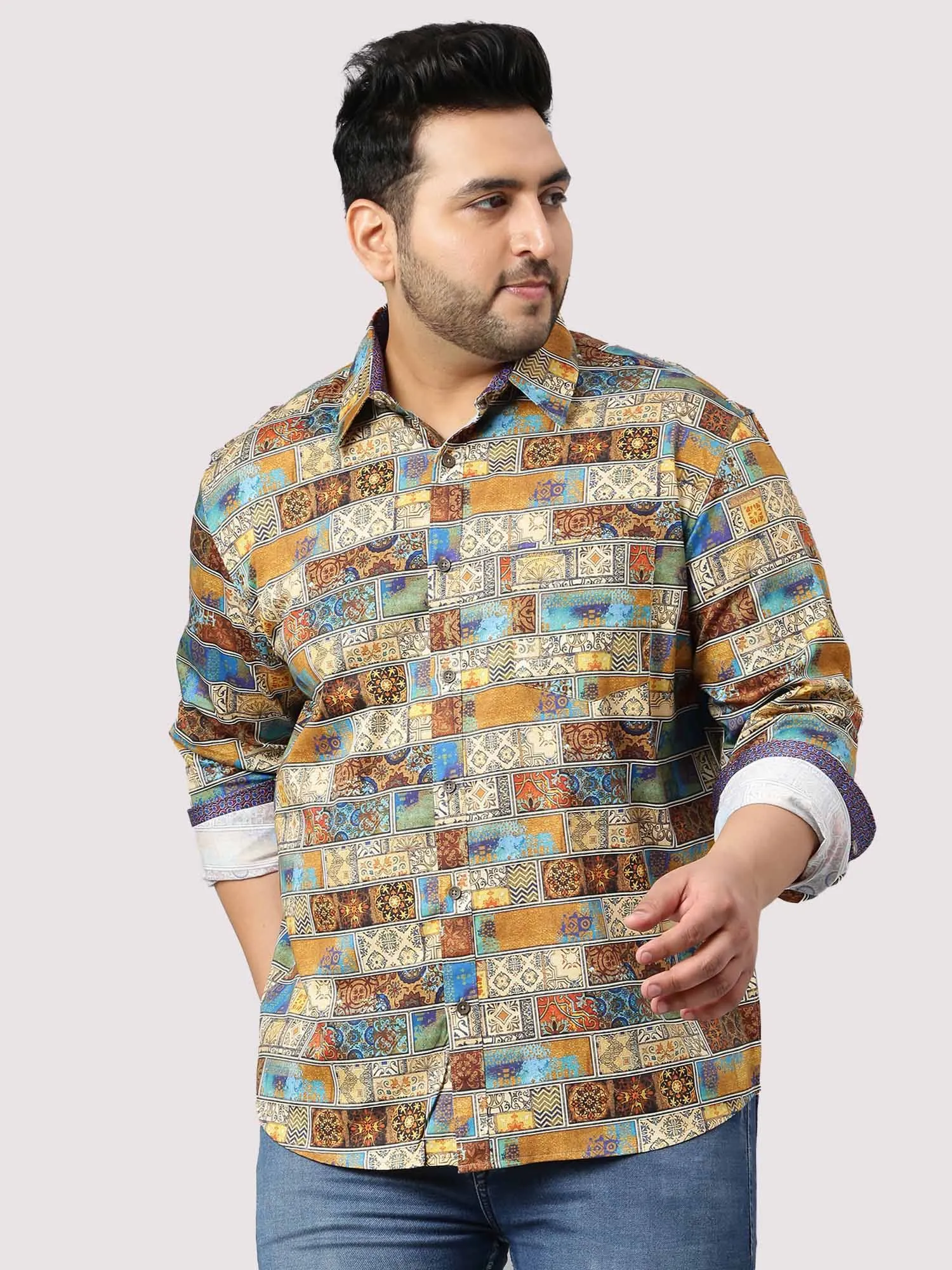 King Mens Printed Casual Shirt Men's Plus Size