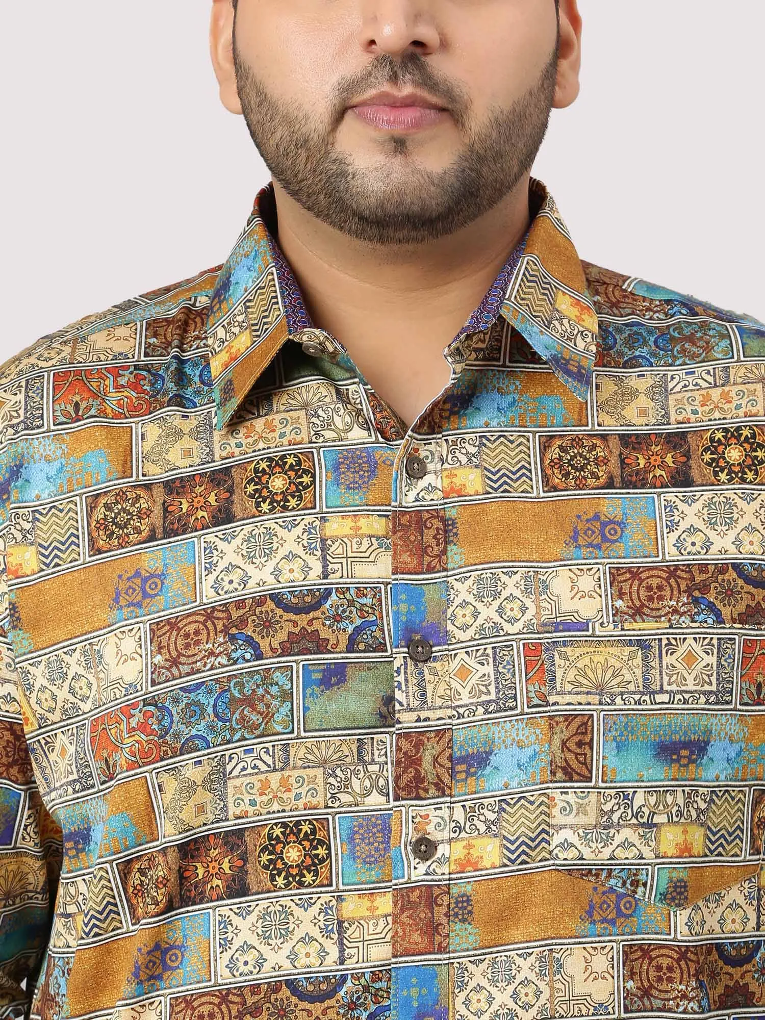 King Mens Printed Casual Shirt Men's Plus Size