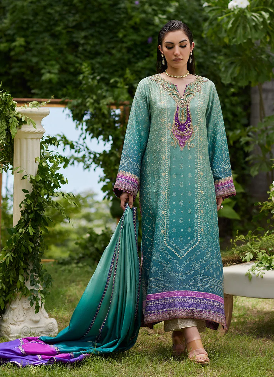 Leisha Teal Ombre Shirt And Dupatta