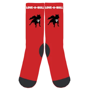 Love-A-Bull Red Crew Socks