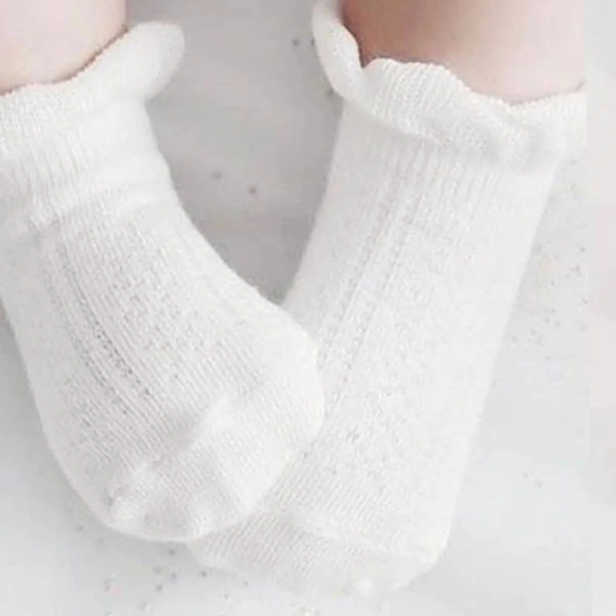 Ma Mer Frilly Crew Socks - White and White