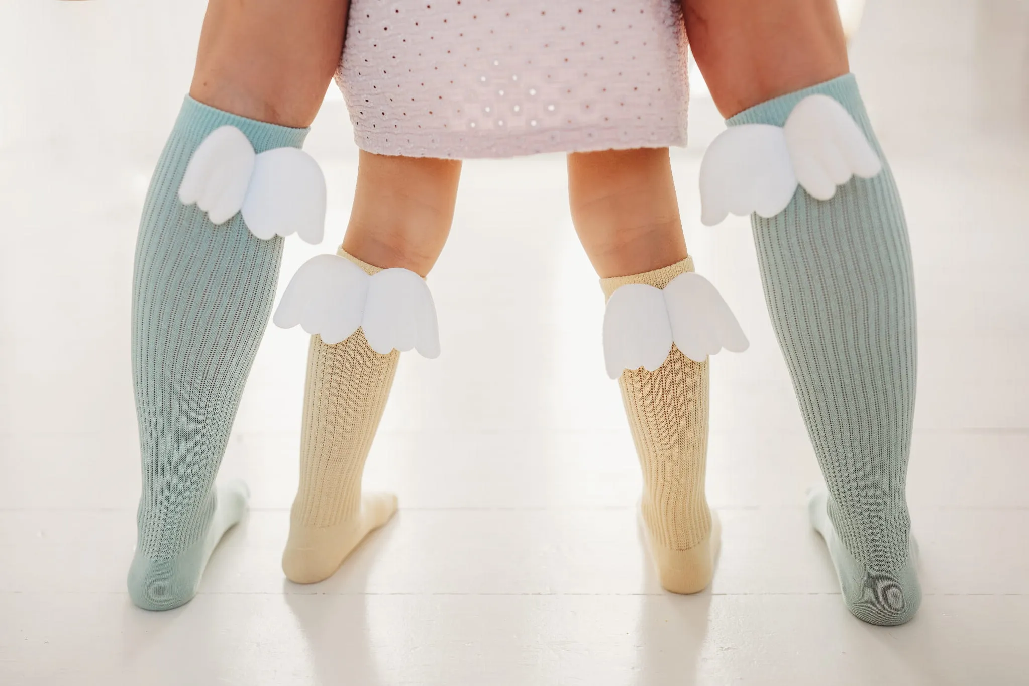 Mama's Feet Children's Knee-High Socks with wings - Mint Angels