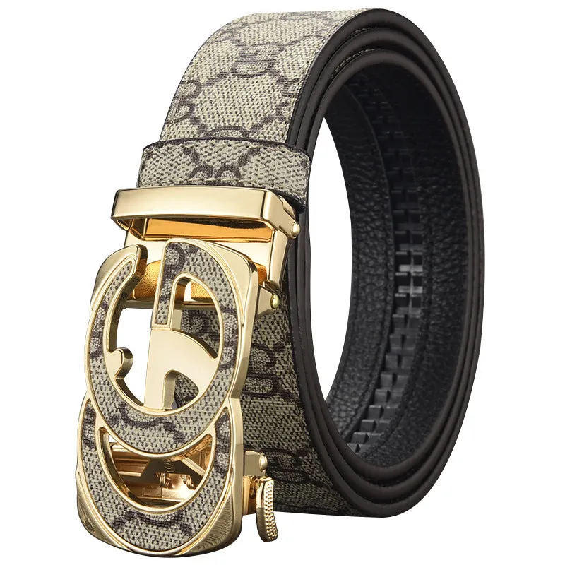 Men's Automatic Leather Buckle Belt Business Casual Men's Pants Belt Young and Middle-Aged All-Matching