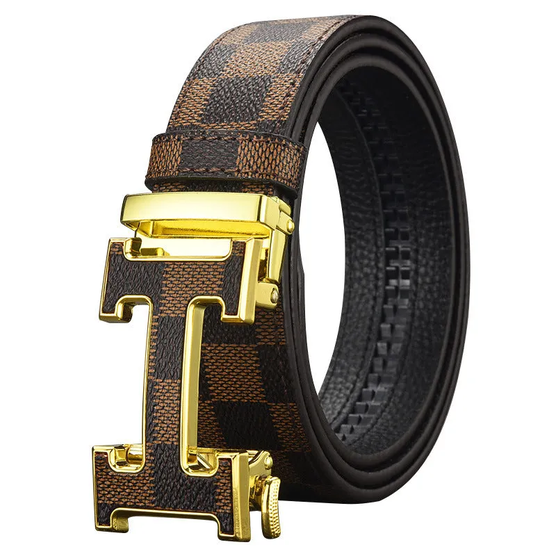 Men's Automatic Leather Buckle Belt Business Casual Men's Pants Belt Young and Middle-Aged All-Matching