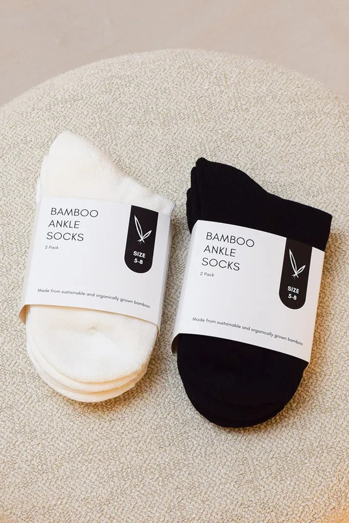 Men's Bamboo Ankle Socks 2 Pack - White