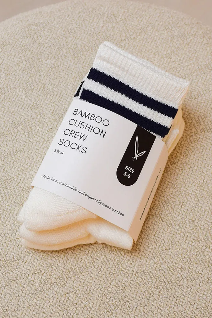 Men's Bamboo Cushion Crew Socks 3 Pack - White