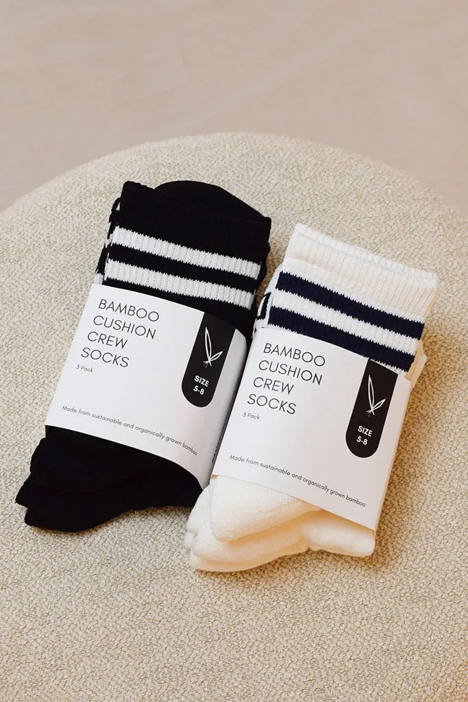 Men's Bamboo Cushion Crew Socks 3 Pack - White