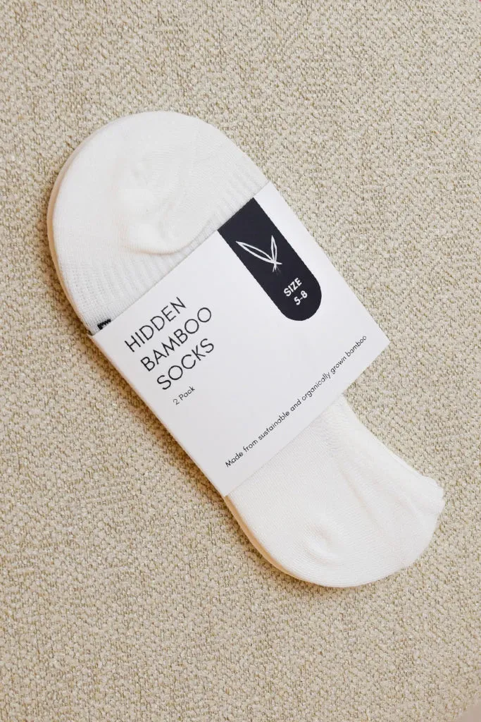 Men's Hidden Bamboo Socks 2 Pack - White