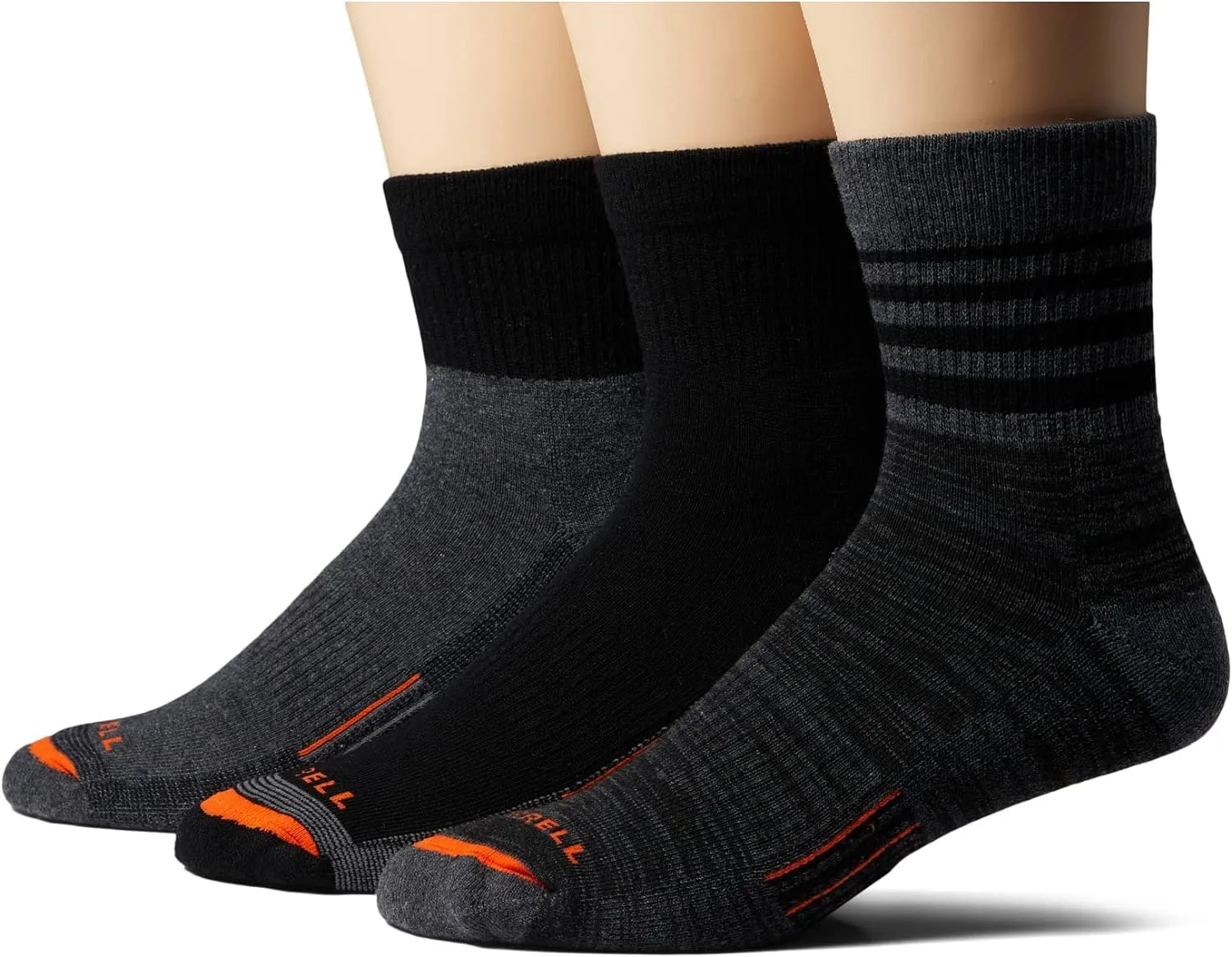 Merrell Men's and Women's Merino Wool Work Ankle Socks-3 Pair Pack-Arch Support