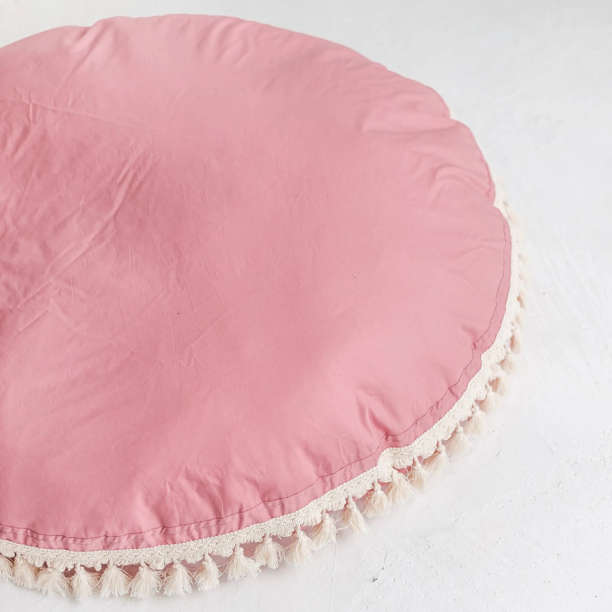 Minicamp Large Floor Cushion With Tassels In Rose