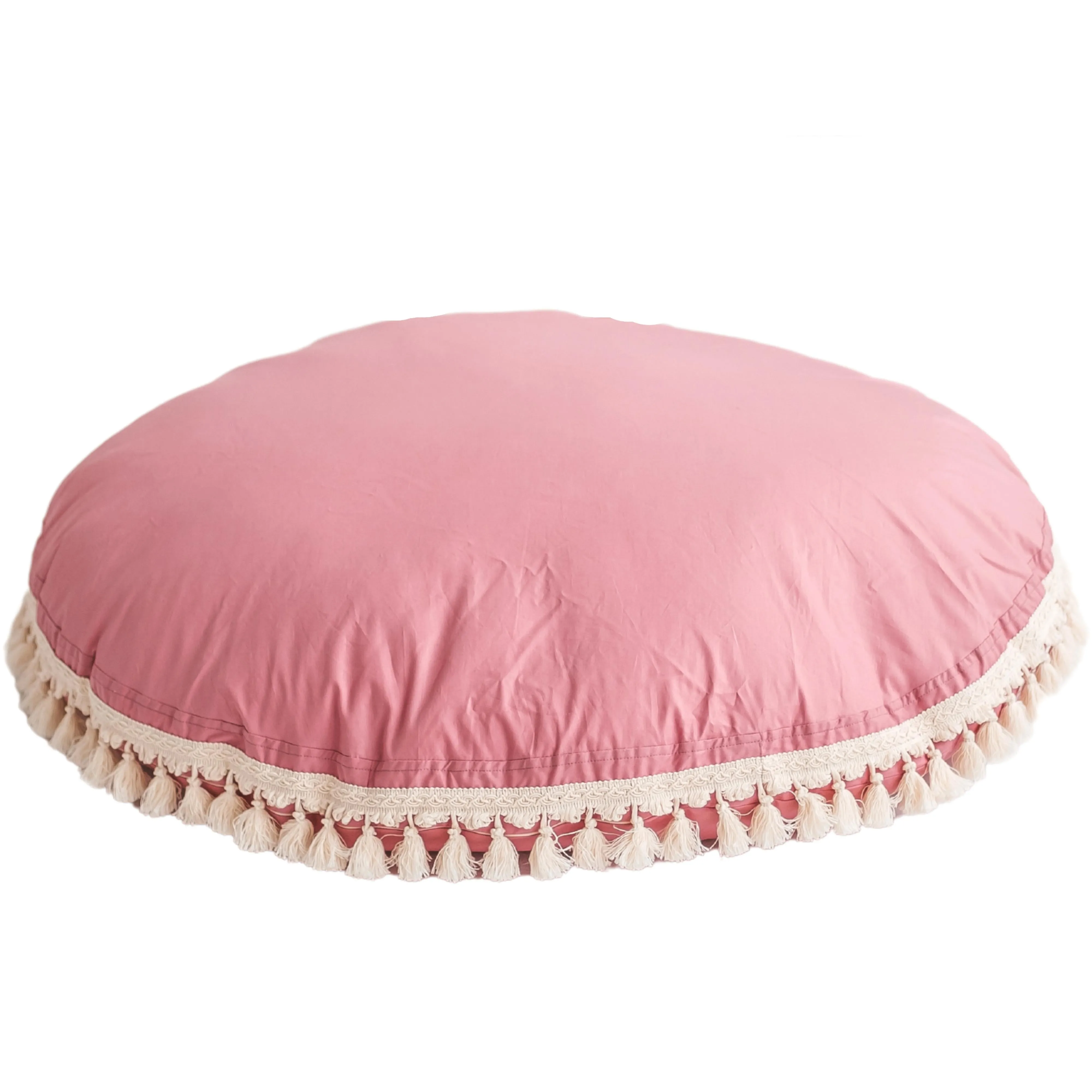 Minicamp Large Floor Cushion With Tassels In Rose