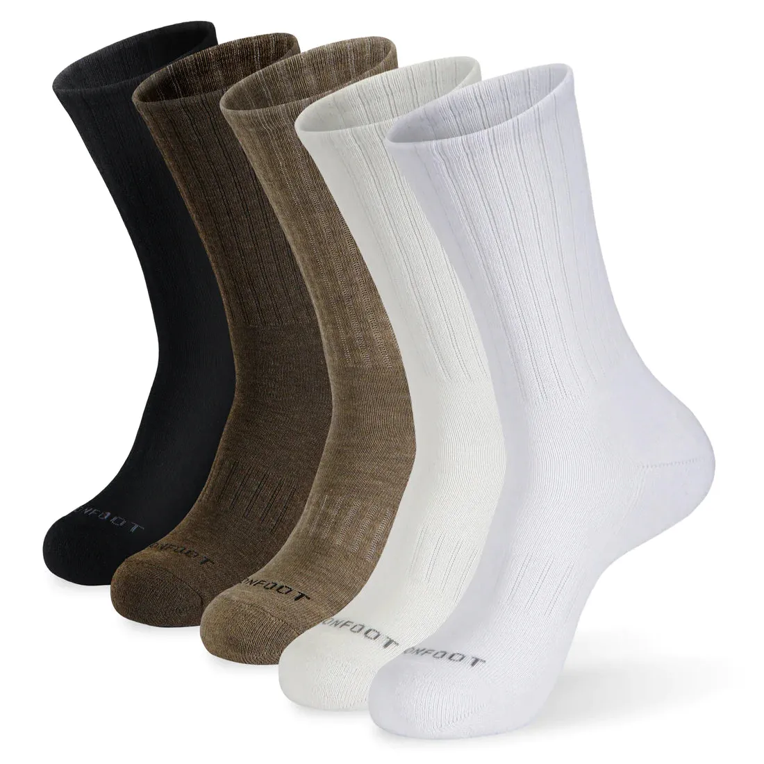 *MONFOOT Daily Solid Cushion Crew 6 Pairs Socks - Medium