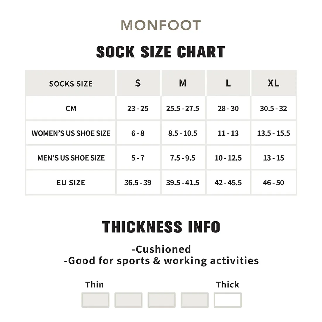 *MONFOOT Daily Solid Cushion Crew 6 Pairs Socks - Medium