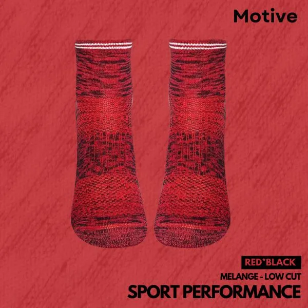 Motive Sock Sport Performance Melange Low Cut - Red/Black