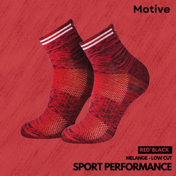 Motive Sock Sport Performance Melange Low Cut - Red/Black