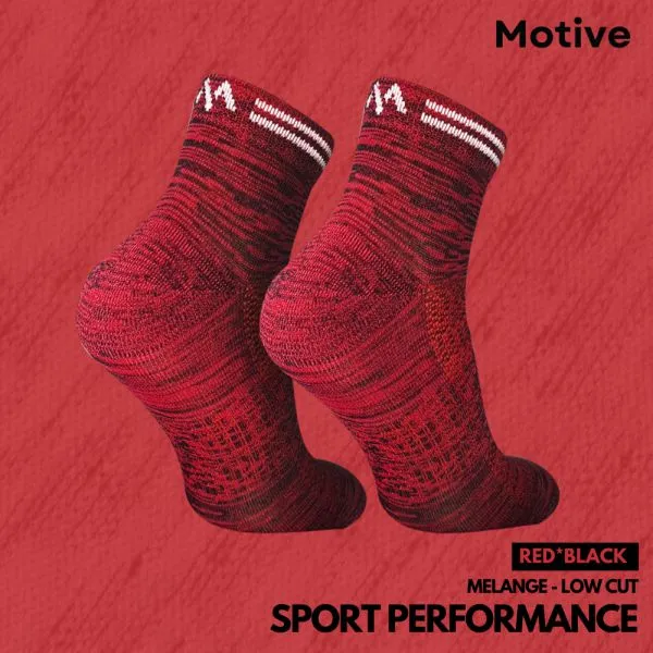 Motive Sock Sport Performance Melange Low Cut - Red/Black