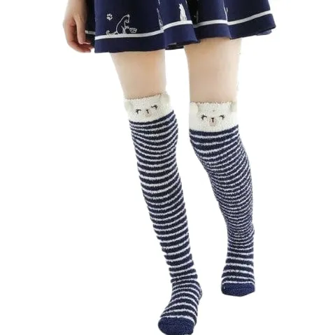 Navy Bear Thigh Highs