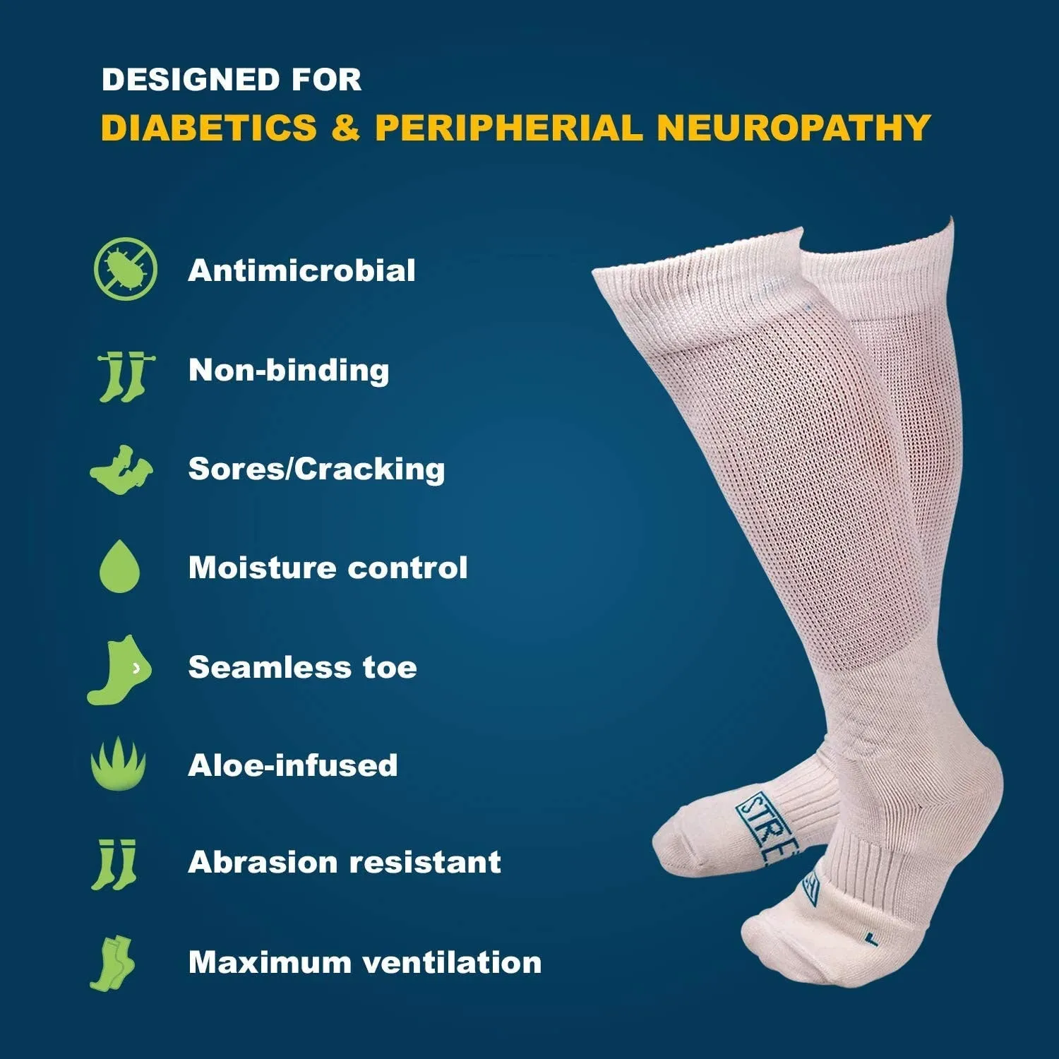 Nerve Spa Tall Diabetic Socks for Men -2 pairs