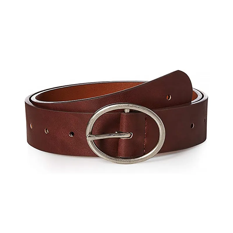 New Women's Casual Oval Pin Buckle Belt Two-Layer