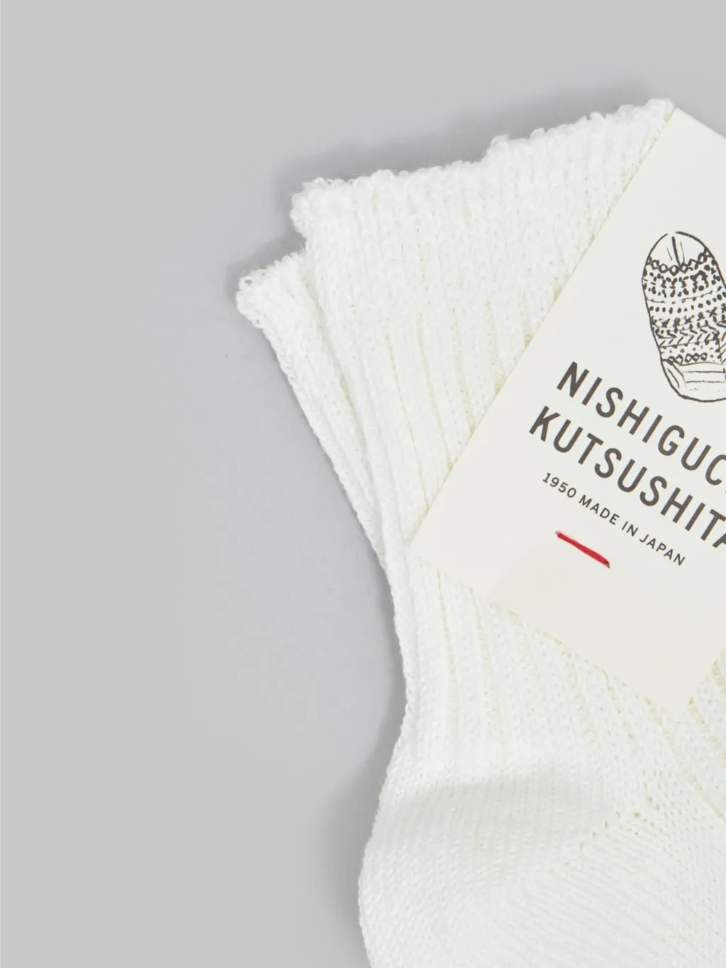 Nishiguchi Kutsushita Linen Ribbed Socks Off White