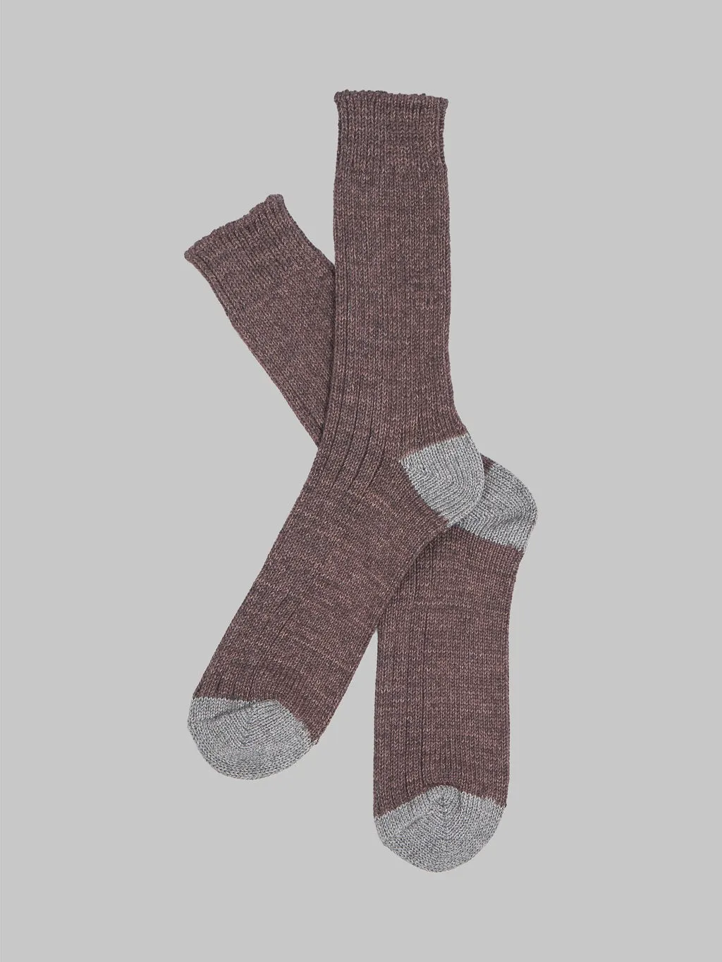 Nishiguchi Kutsushita Recycled Cotton Ribbed Socks Brown