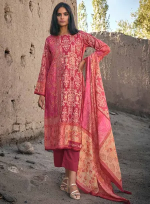 Pashmina Pink Winter Salwar Suits Dress Material for Ladies