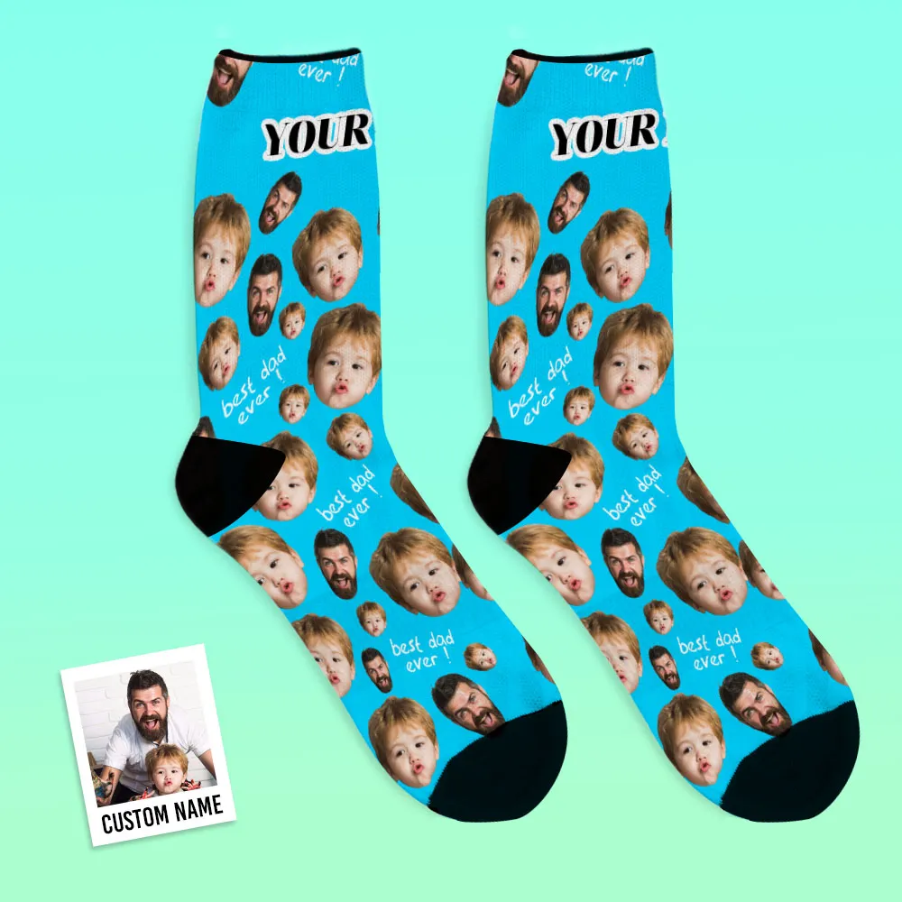 Personalized Custom Photo Face Best Dad Ever Socks