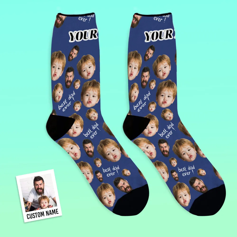 Personalized Custom Photo Face Best Dad Ever Socks