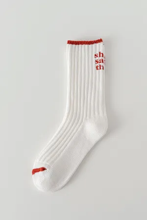 "She Said That" Crew Socks, Red