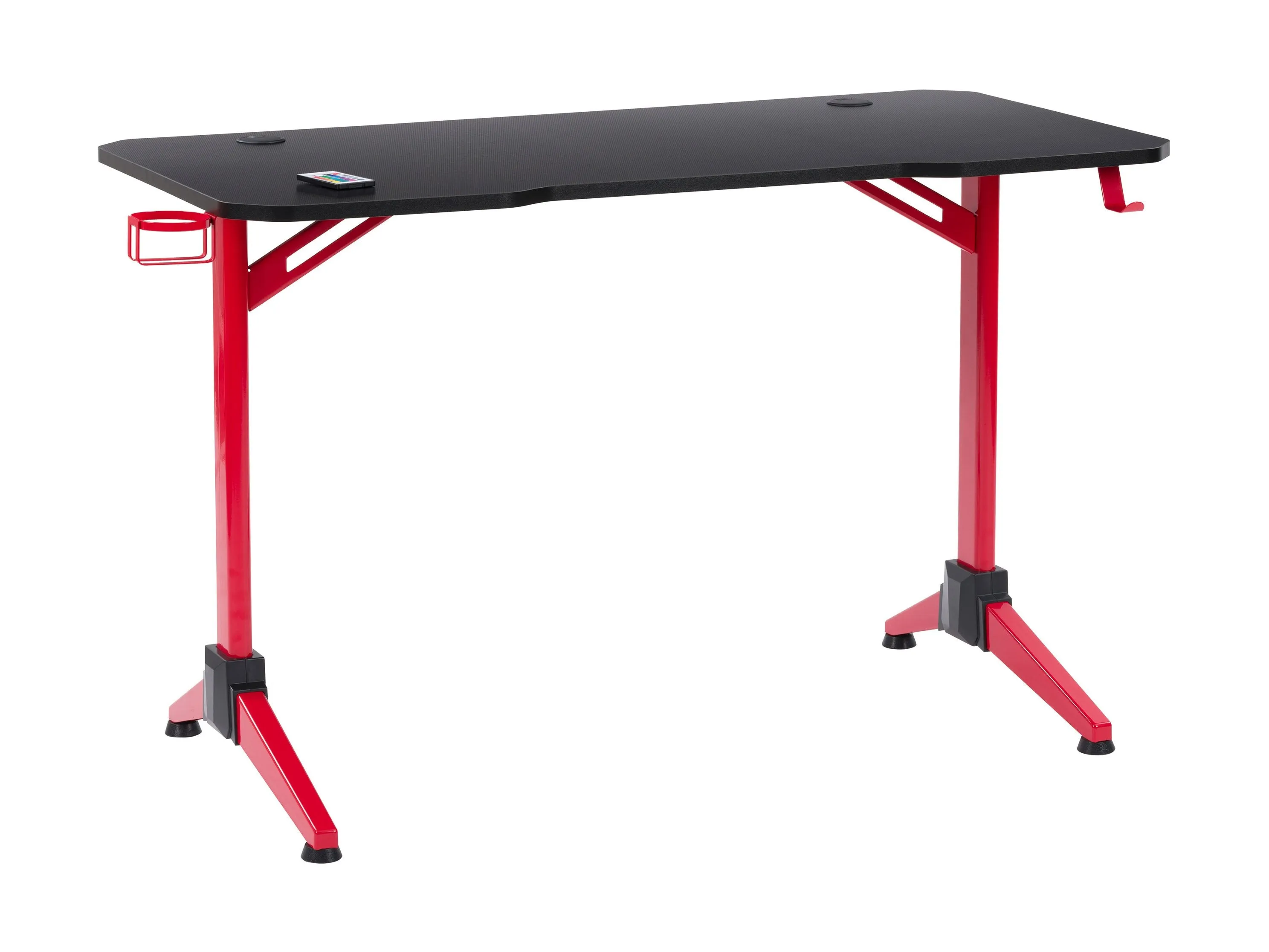 Red and Black Gaming Desk with LED Lights