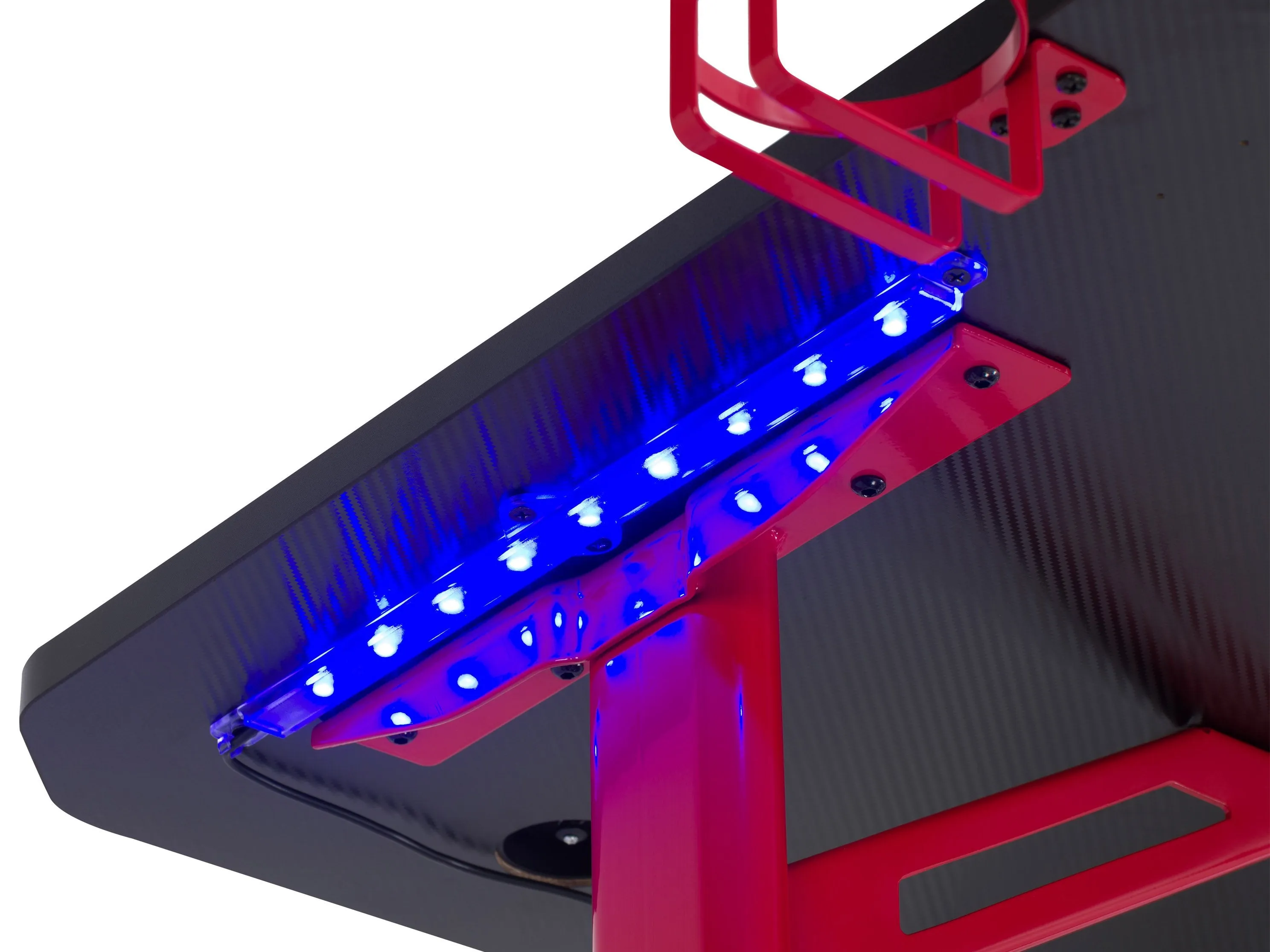 Red and Black Gaming Desk with LED Lights