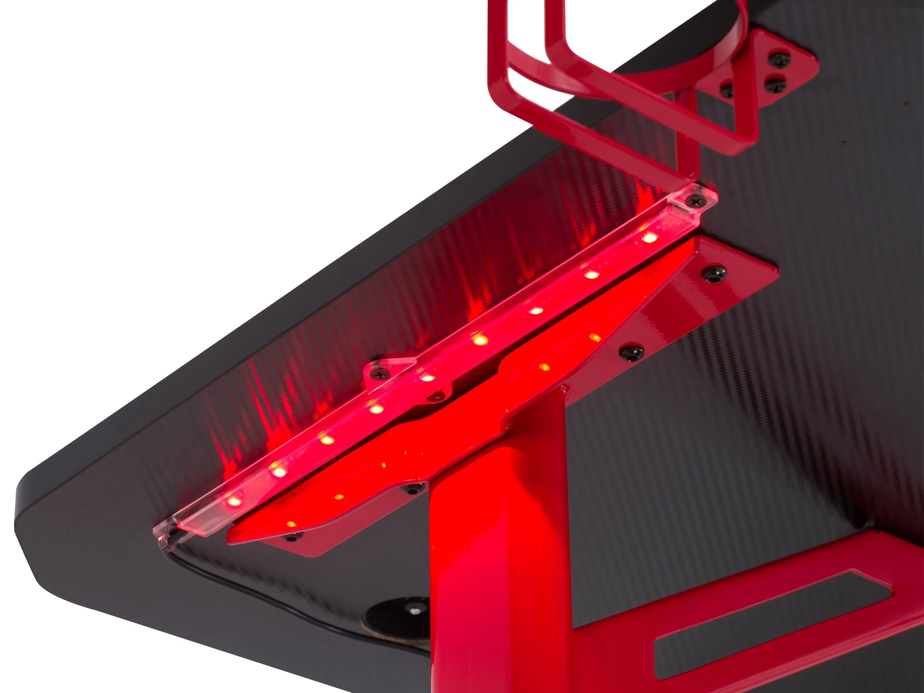 Red and Black Gaming Desk with LED Lights