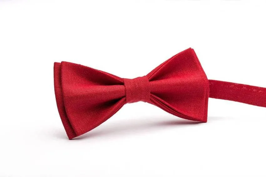 Red Bow Tie - Timeless Elegance in Natural Baltic Linen