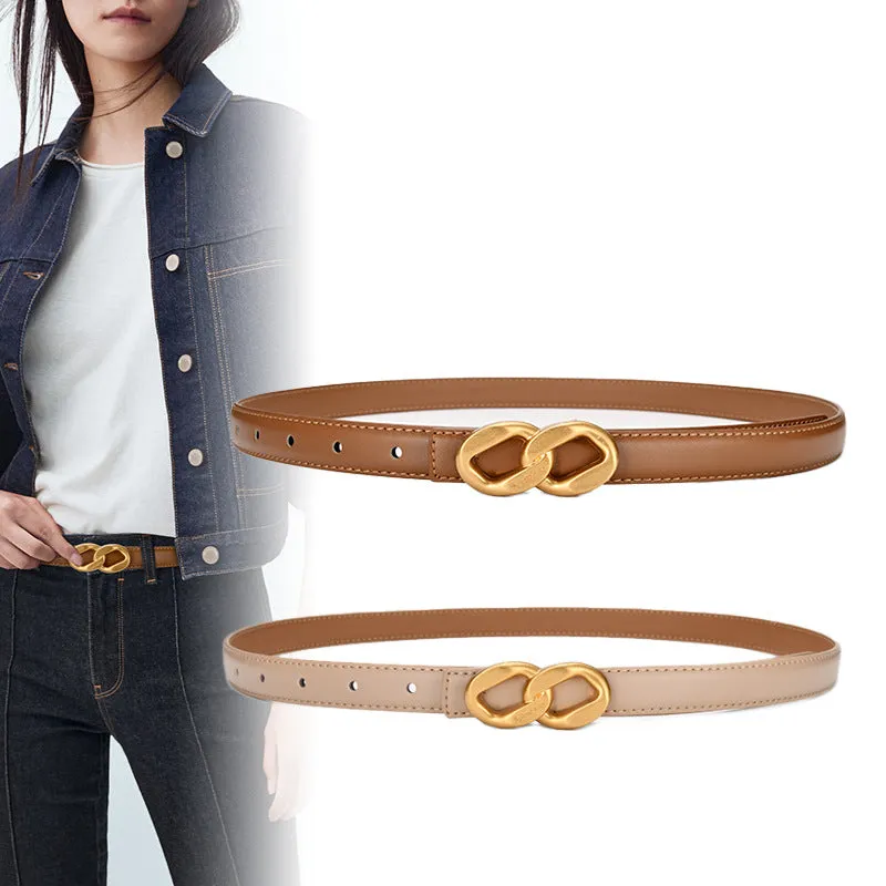 Smooth Buckle Thin Belt Ladies Decoration with Dress Shirt Retro Small Pant Belt