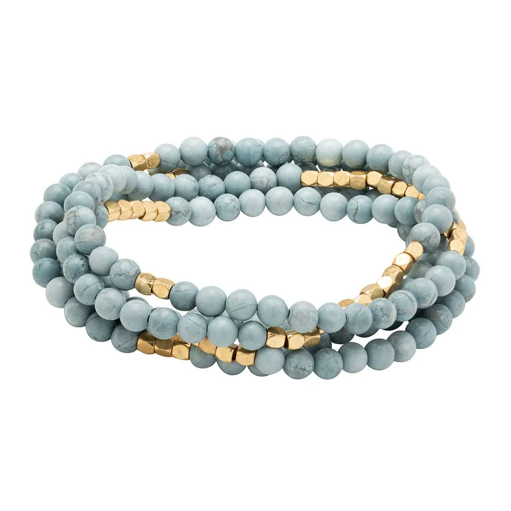 Stone Wrap - Blue Howlite / Gold - Stone of Harmony