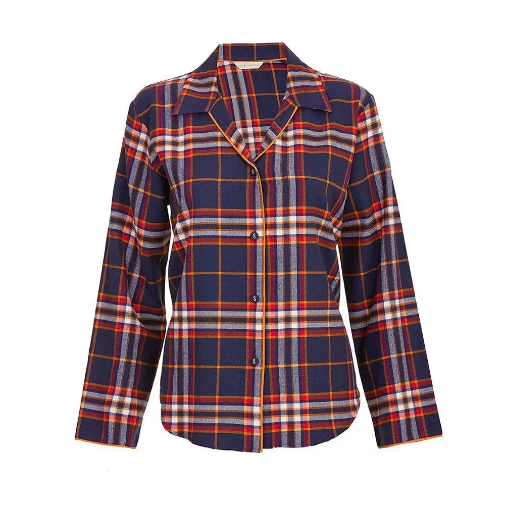 Taylor Navy Check Long Sleeve Pyjama Top