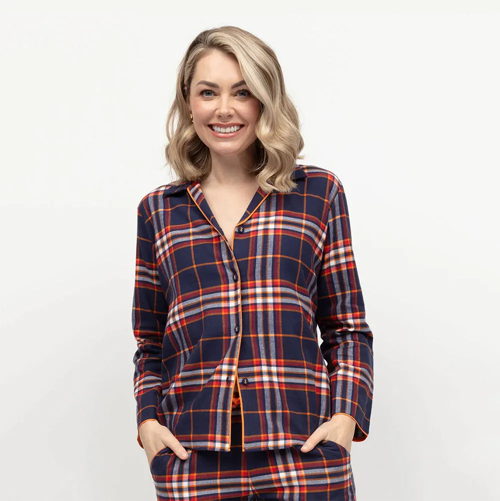 Taylor Navy Check Long Sleeve Pyjama Top