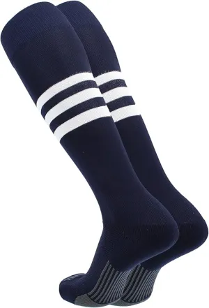 TCK Dugout Performance Striped Over the Calf Sock - Navy/White