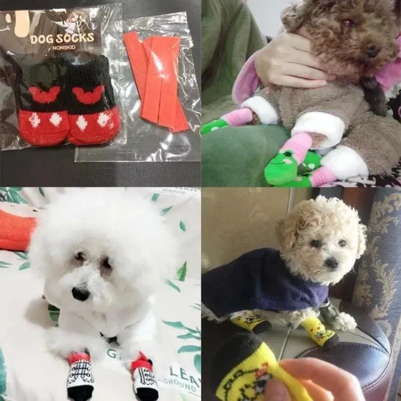 Teddy Christmas Shoes 4Pcs Cat Dog Socks