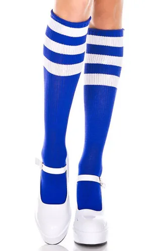 Triple Stripe [Royal Blue/White] | KNEE HIGH SOCKS