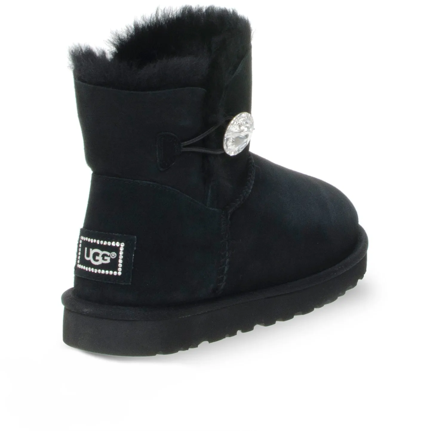 Womens UGG Mini Bailey Button Bling Black Boots