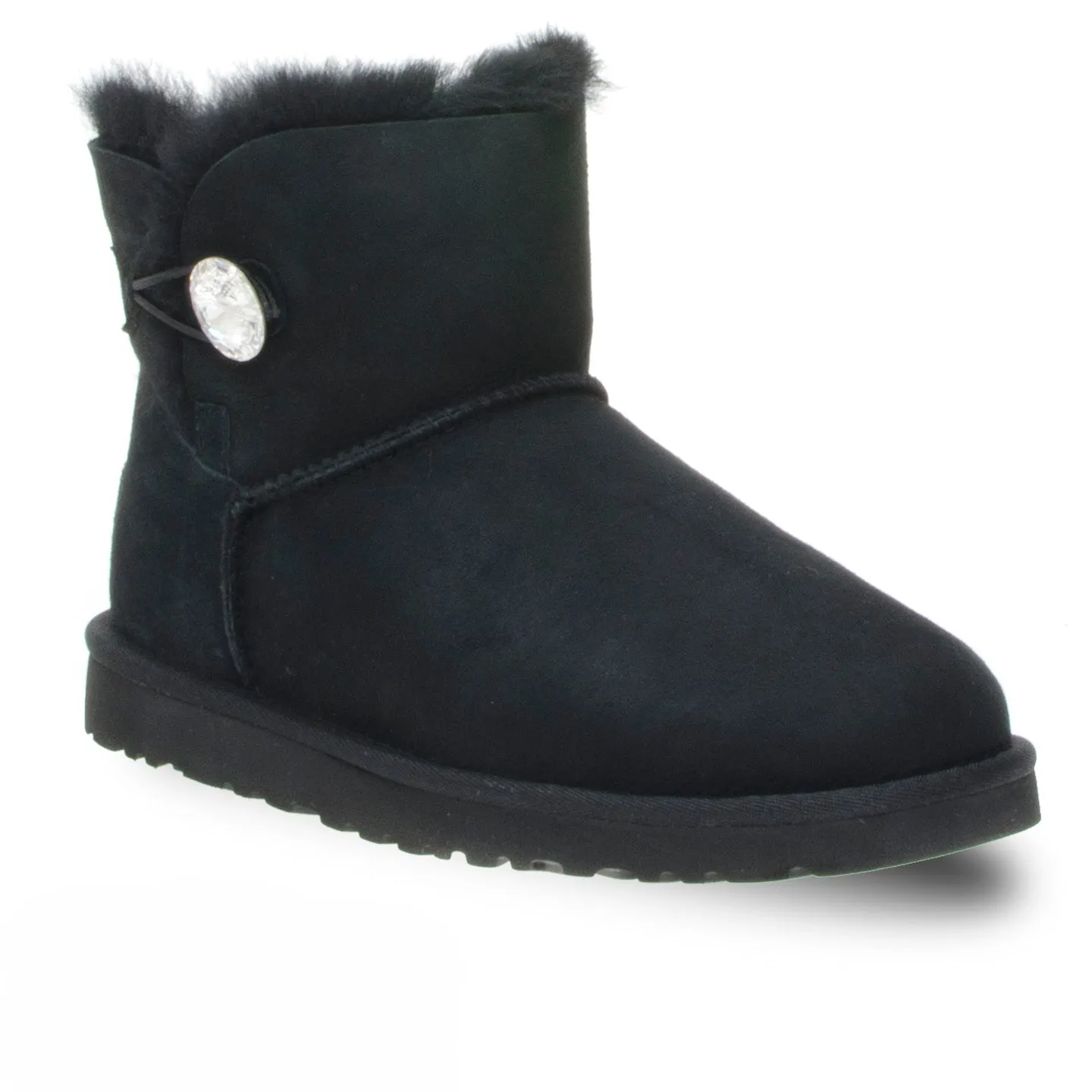 Womens UGG Mini Bailey Button Bling Black Boots