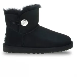 Womens UGG Mini Bailey Button Bling Black Boots