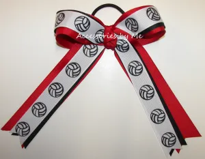 Volleyball Black Red Ponytail Bow