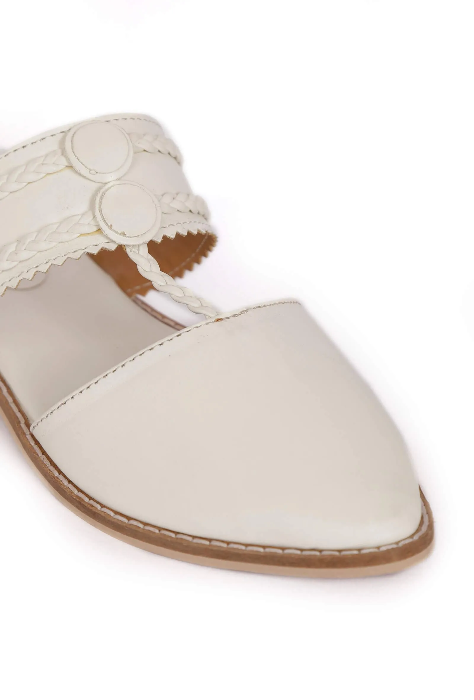 White Safed Braided Sliders