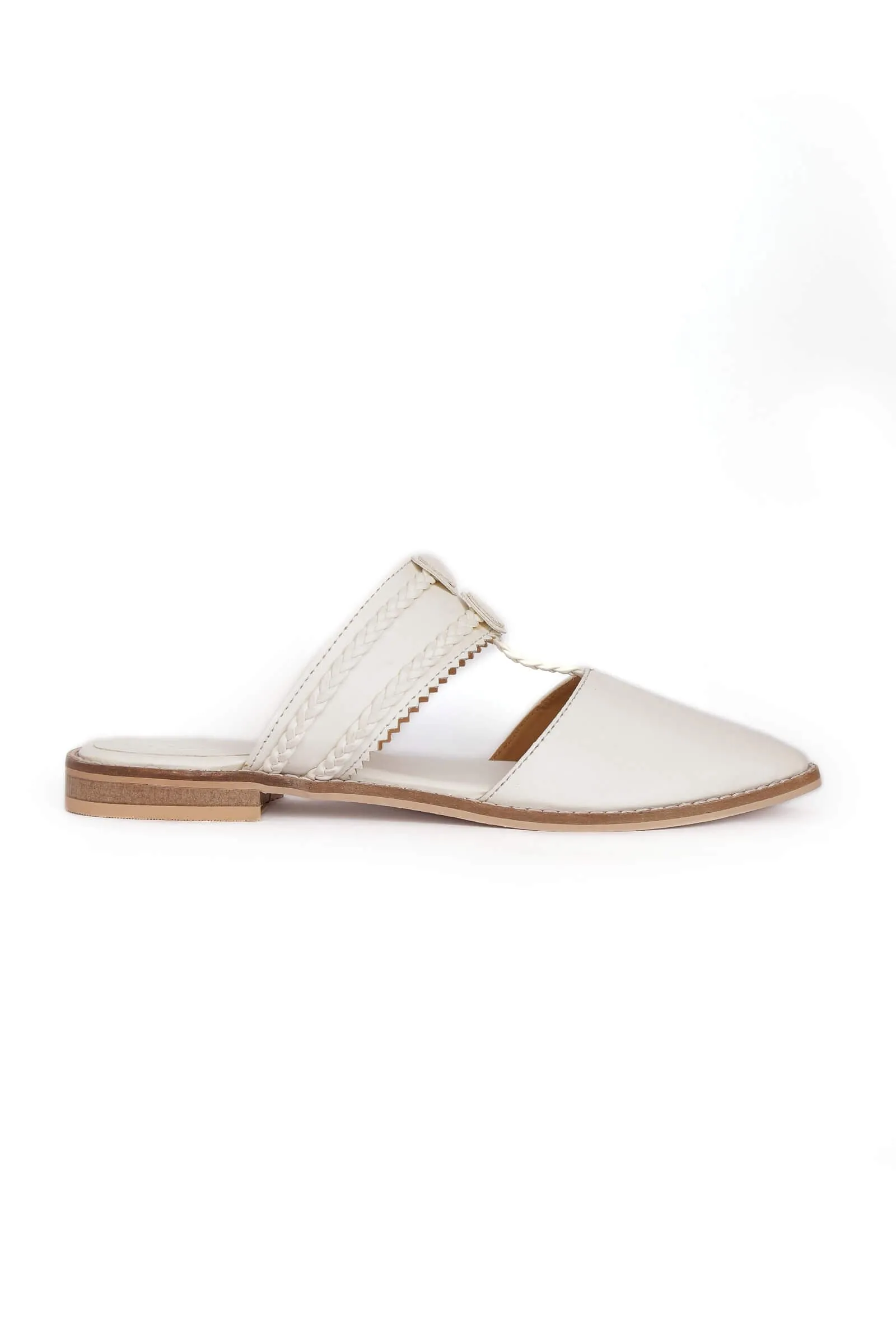 White Safed Braided Sliders