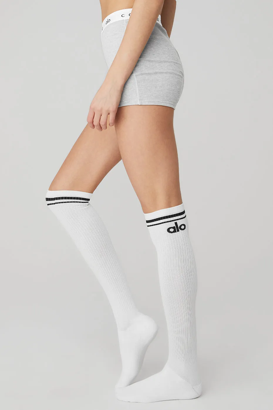 Women's Knee-High Throwback Sock - White/Black