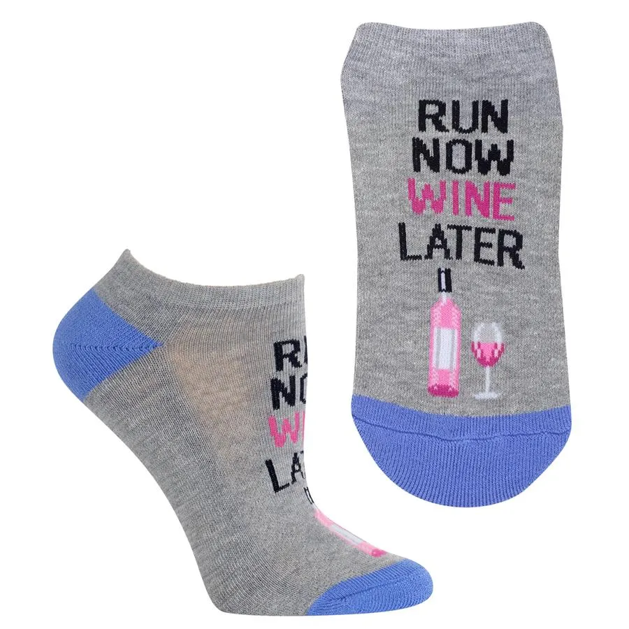 Women's Low Cut Run Now Wine Later Socks